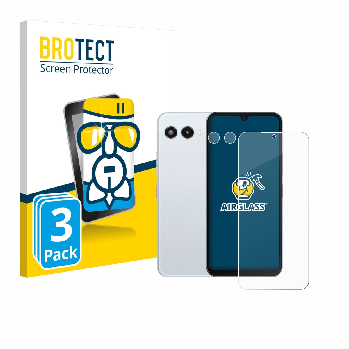 Screenprotector 3 Stuks voor Telekom T Phone 3 (Voor+Camera) Beschermglas transparant