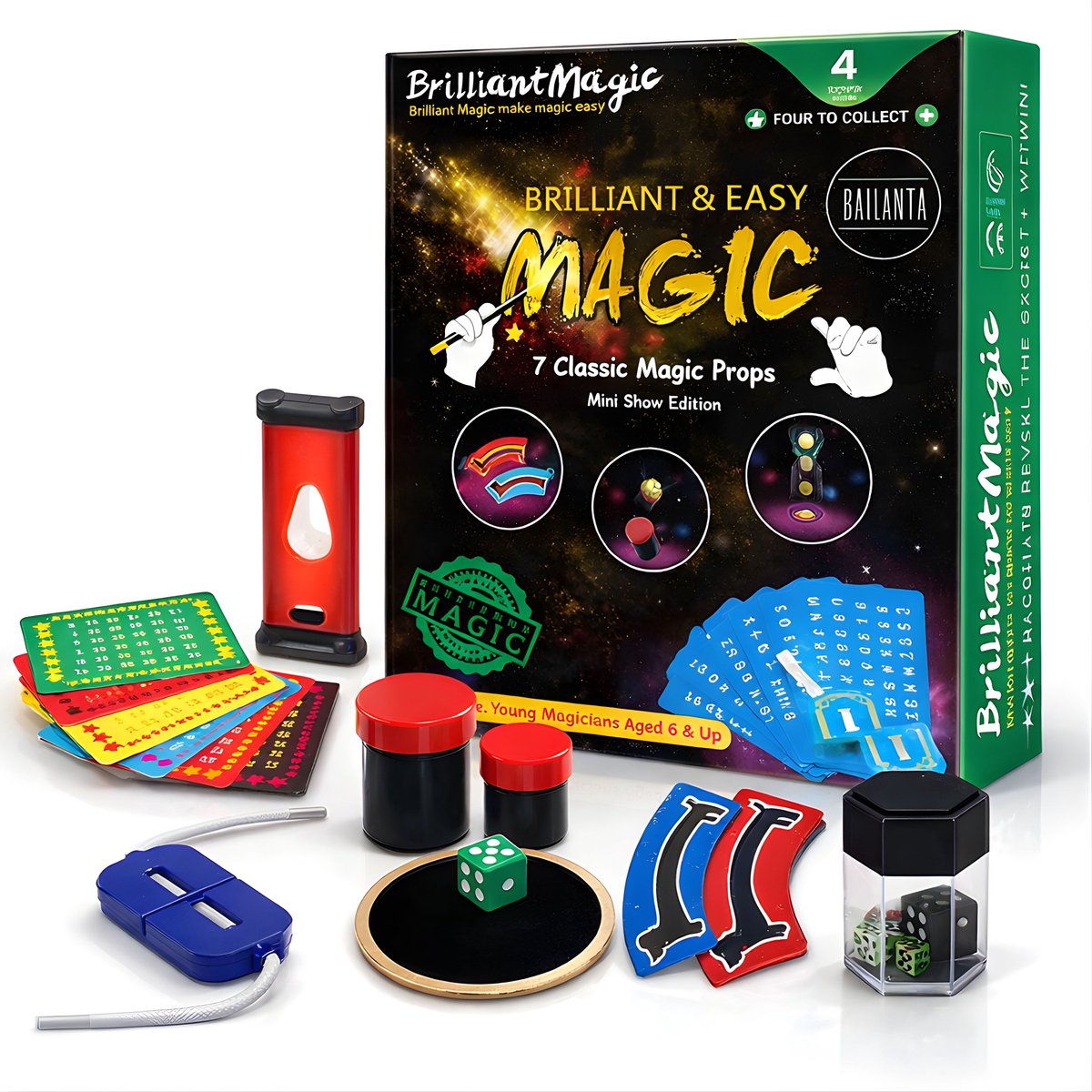 Bailanta® Goocheldoos – Voor Kinderen - Complete Goochelset met 7 Goocheltrucs – Inclusief Nederlandse Handleiding – Magic Set Cadeau - Vanaf 6 Jaar - Goochelen