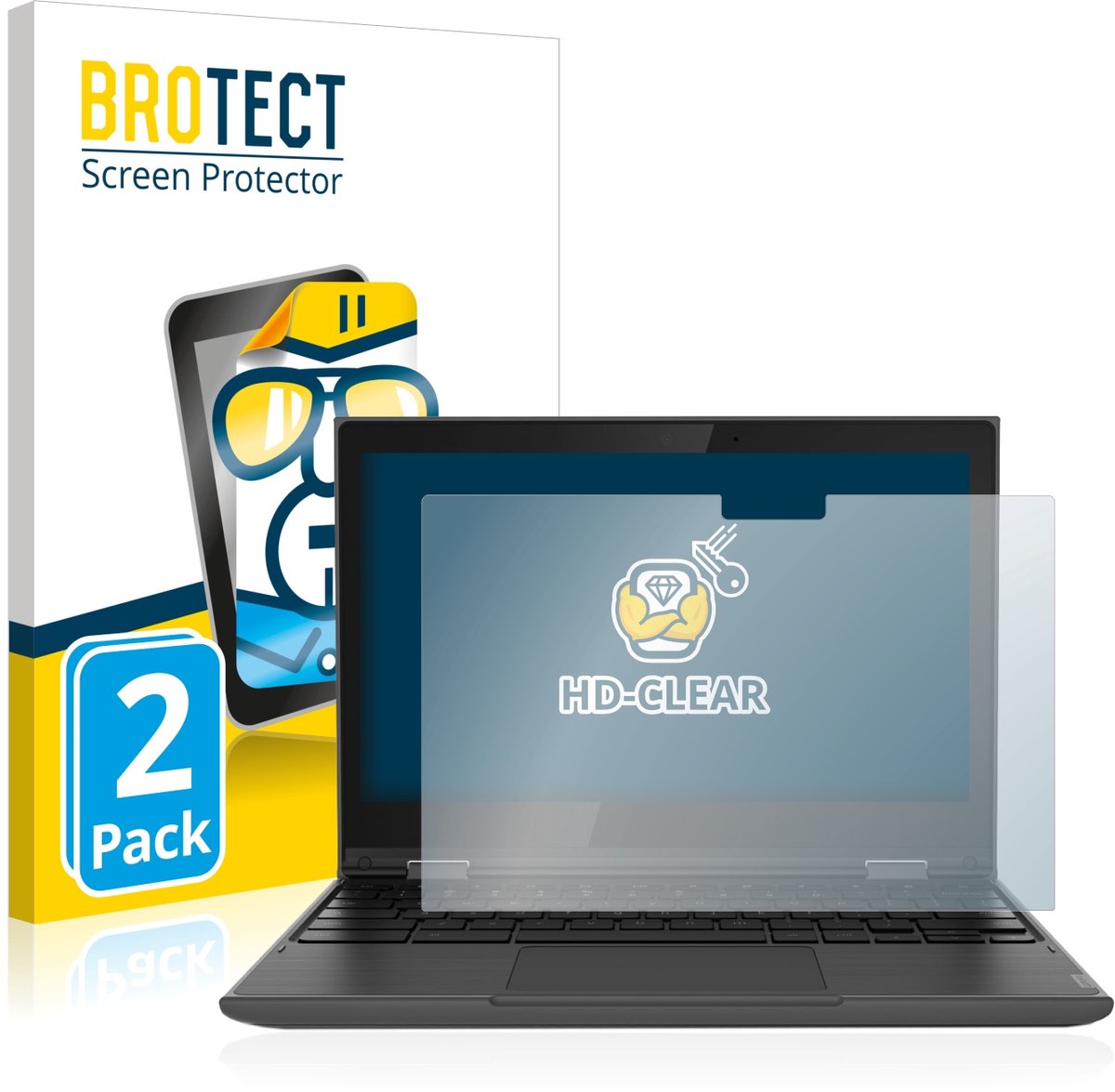 BROTECT - Screenprotector voor Lenovo 300e (2. Gen.) - Folie Beschermfolie transparant 2 Stuks
