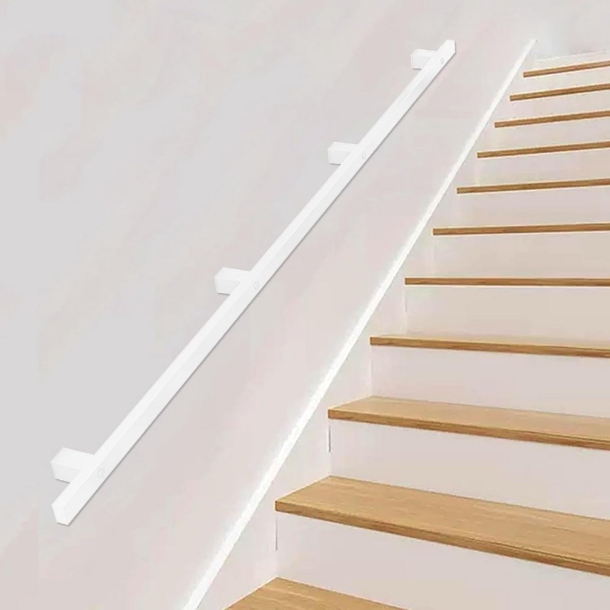 Metalen Trapleuning Wit - Industriële Stijl - Binnen & Buiten - Inclusief Bevestigingsmateriaal (270 cm)