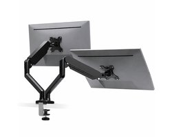 HOB Dubbele Monitor Beugel voor PC en Laptop | 360° Verstelbaar - Ergonomische Aluminium & Staal - Bureau beugel - 14-32 Inch - VESA 75/100