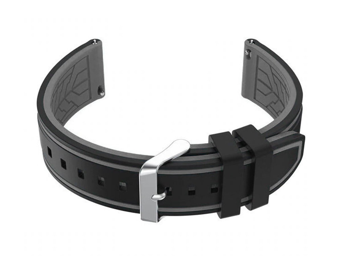 Pacific - Horlogebandje - Zwart-Grijs - 20mm - Snelkoppeling