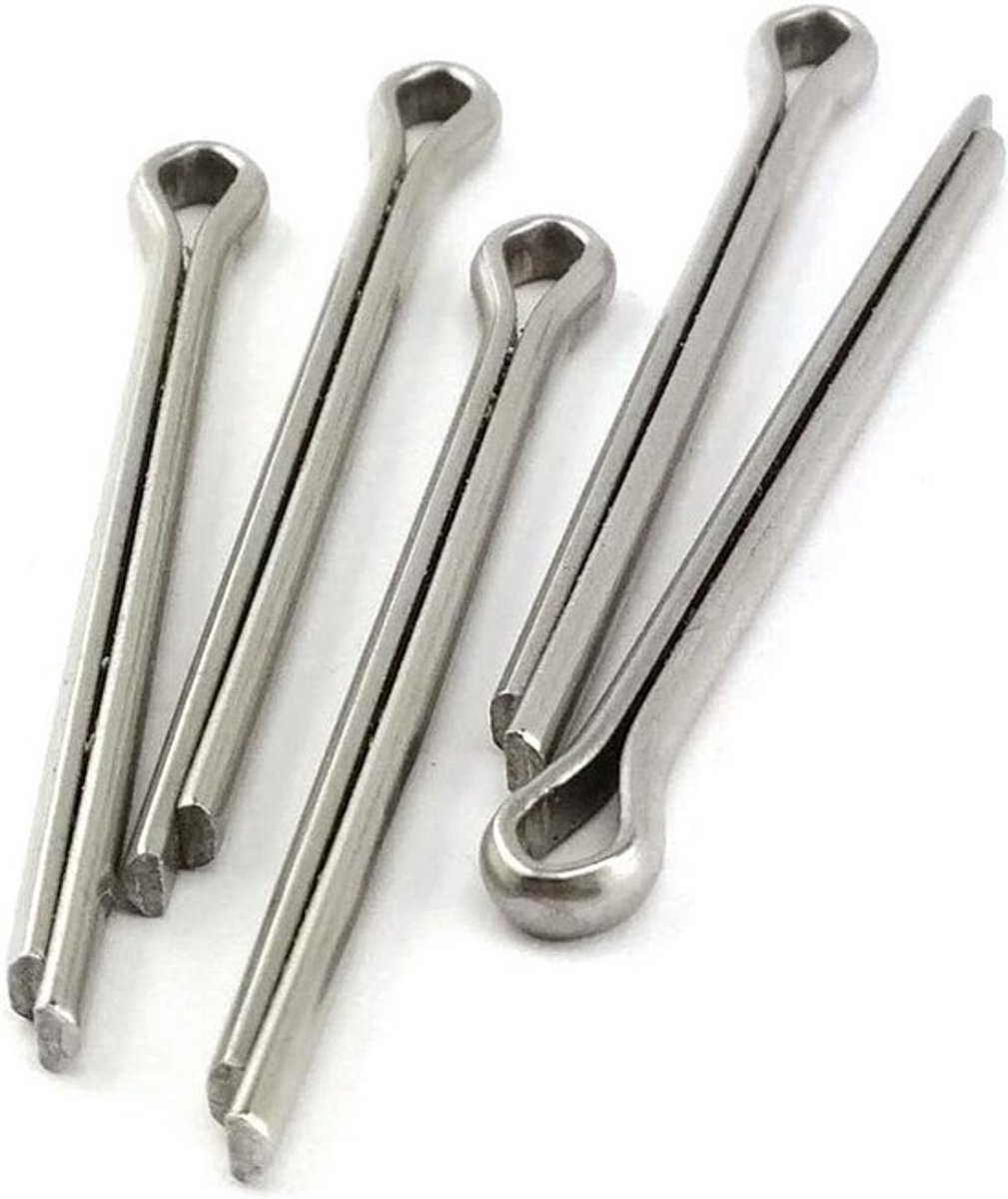 Splitpen 1,6 x 20 mm — 25 stuks DIN 94, verzinkt blauw gepassiveerd - splitpen 1,6x20, splitpen DIN 94, splitpennen verzinkt, borgpen 1.6 mm, splitpen 25 stuks