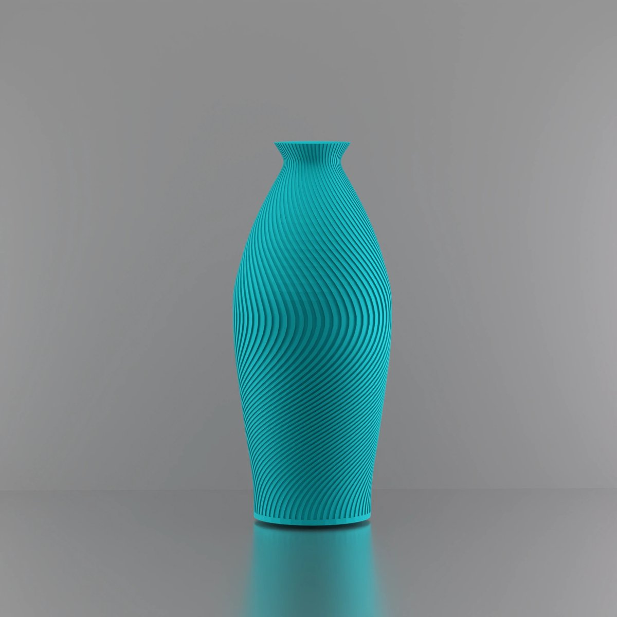 3d-gezellig Italiё - Vaas - Turkooise - Maat 30 cm - Kunststof - Modern - Bloemenvaas -100% gerecycled PLA (bioplastic)