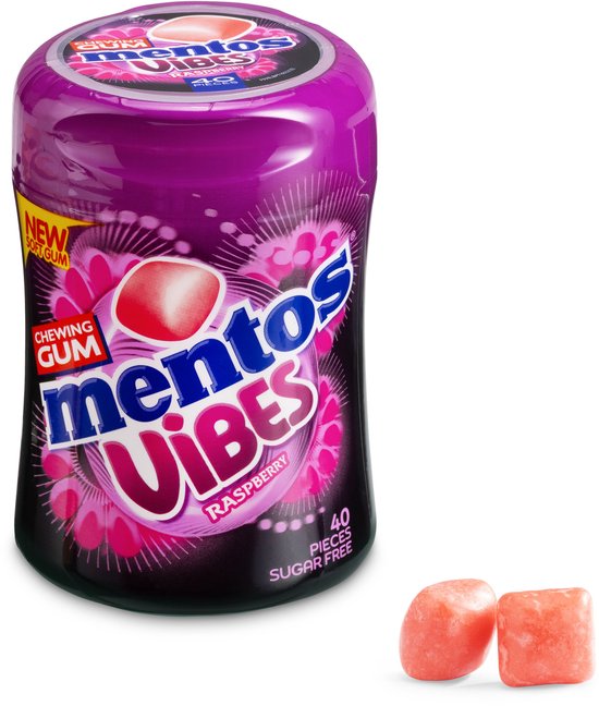 Mentos Gum Vibes Raspberry - Kauwgom - Suikervrij - 6x40stuks