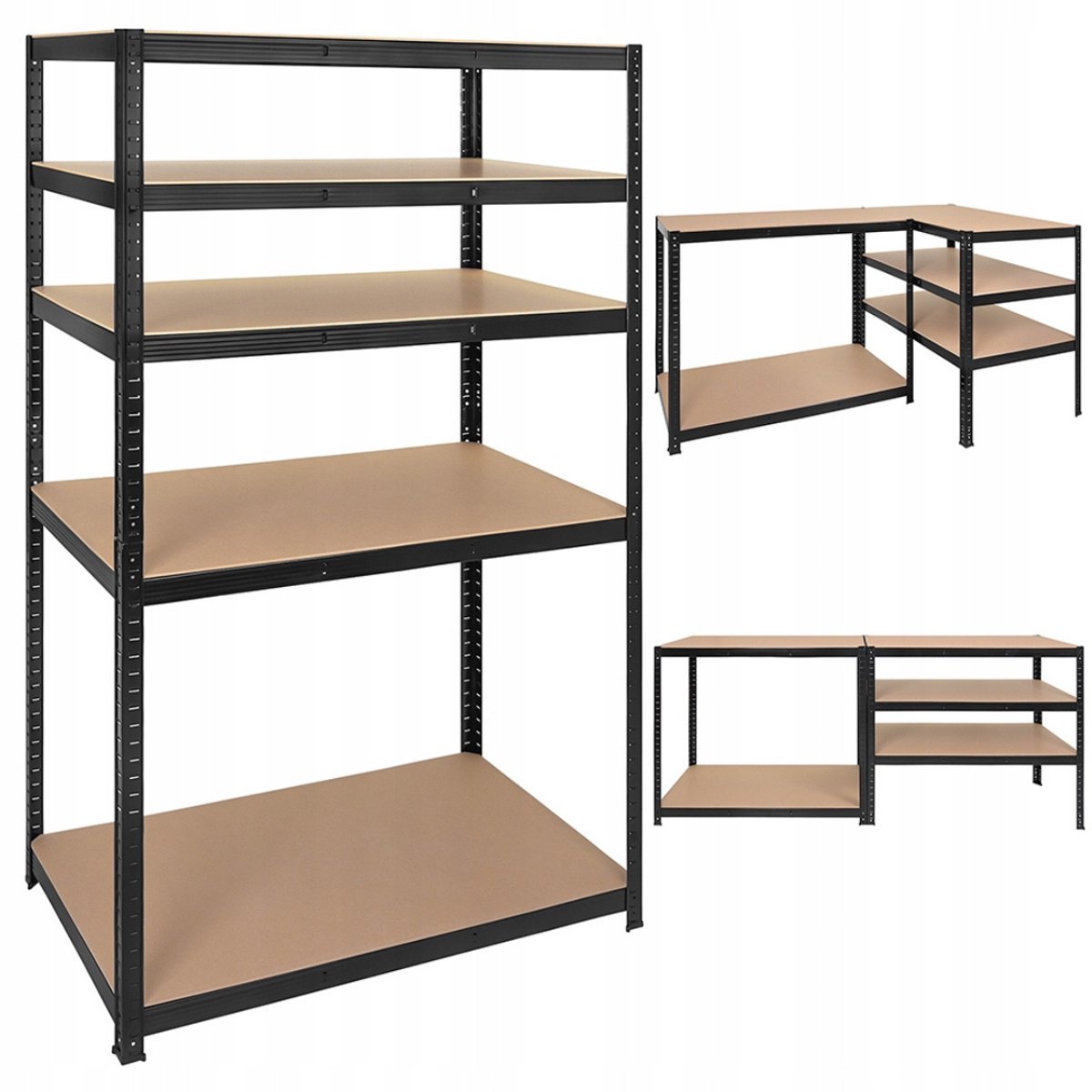 MOZY® - Stellingkast - Zwart - 180 x 100 x 60 cm - tot 200 kg per plank - 5 Planken - Extra Stevig - Aanpasbare Hoogte - Gereedschapskast - Stelling - Opbergkast