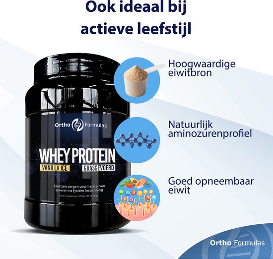 Whey Protein Vanille - Whey Eiwitpoeder & Eiwitshake - 1kg - Fitness & Spierherstel — afbeelding 2