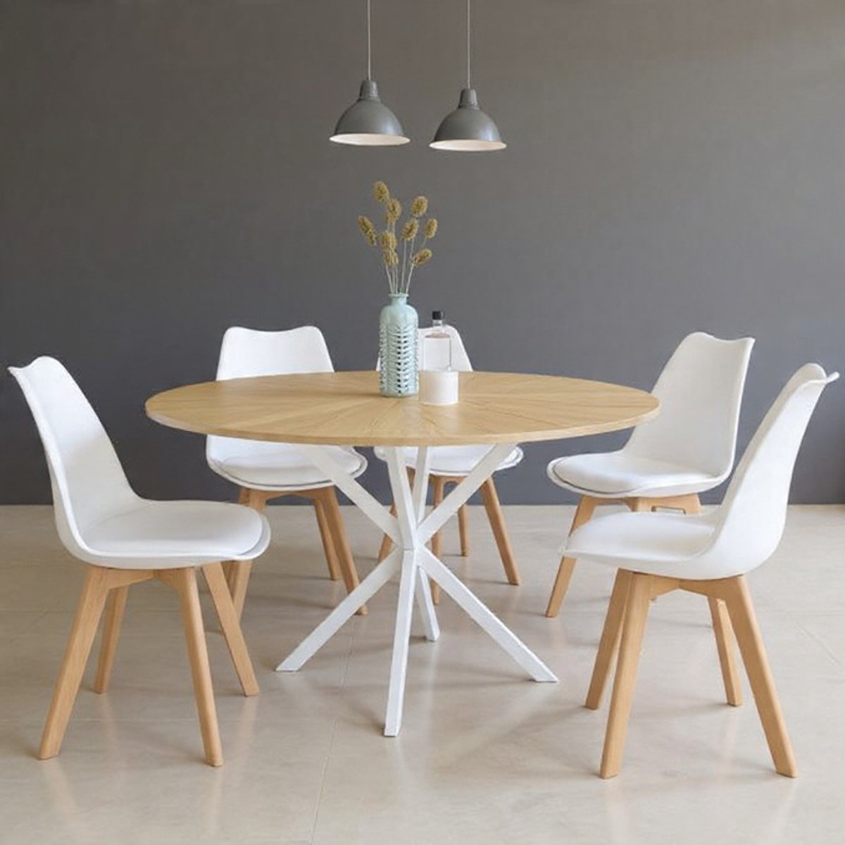 Serena Ronde eettafel 80 cm – Scandinavisch design – Wit met Houtlook – 2 tot 4 personen Let op: Casa Serena – 80 cm – Casa Dorada