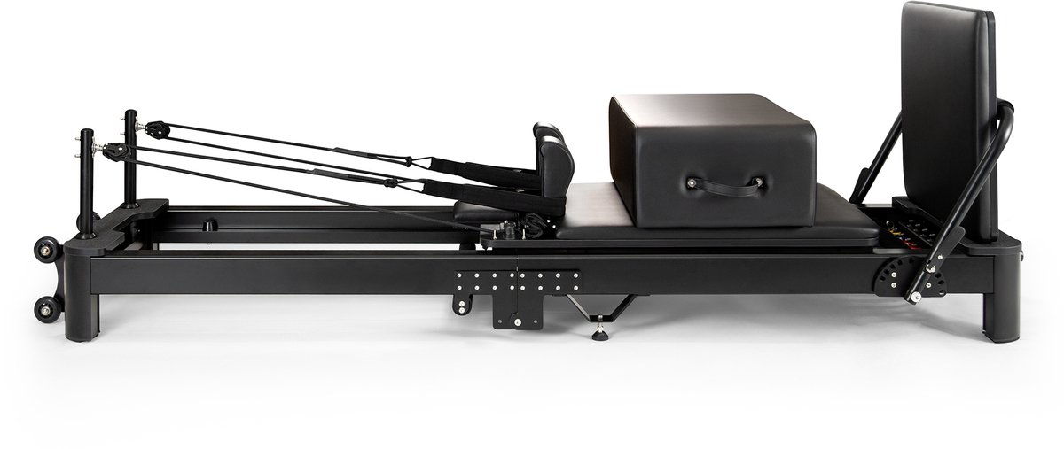 Mewave© Pilates Reformer PREMIUM – Inklapbaar & Verstelbaar – Voor Thuis & Studio – App met pilates workouts – Zwart