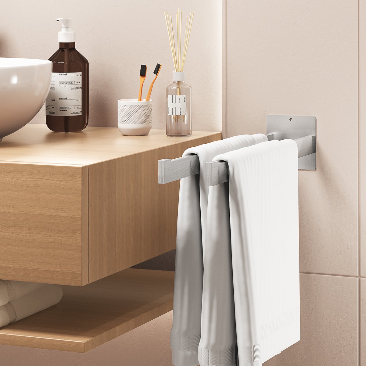 Auralum max Handdoekrek 2-armig - 40CM - Handdoekhouder - Handdoekstang - Badkamerrek voor Handdoeken RVS