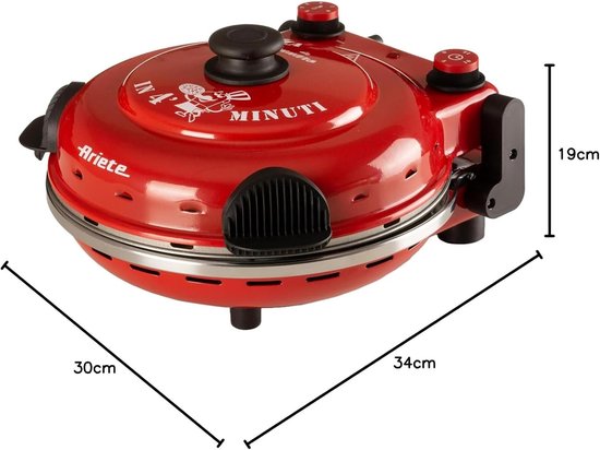 Pizza Oven Klein - Pizza in 4 Minuten - Pizzaoven - 400 Graden - Bakken in 4 inch - Rood 919, 34 x 30 x 19 cm; 3,94 kg — afbeelding 5