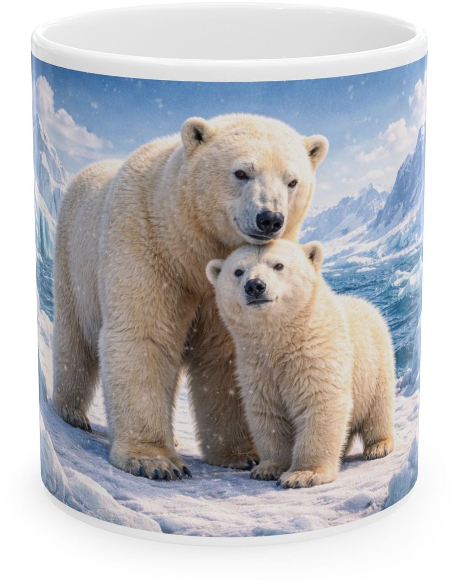 Plot-Twister - Dieren Mok 330ML – Ijsberen - Keramische Koffiemok met Unieke Dierenprint – Vaatwasser & Magnetronbestendig – Cadeauverpakking met Venster