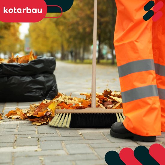 KOTARBAU® Straatbezem, Zonder Steel, Hout, 35 cm, Bruin, Nylon Borstels, Veegbezem, Buitenbezem, Tuinbezem, voor Binnen en Buiten, Ergonomisch Ontwerp van KOTARBAU — afbeelding 3