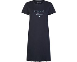 By Louise Dames Lang Nachthemd Korte Mouwen Donkerblauw - Maat XXL