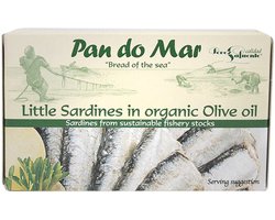 Sardines in biologische olijfolie van eerste persing 125 g|Sardines in organic virgin olive oil 125 g|Sardines à l'huile d'olive vierge biologique 125 g
