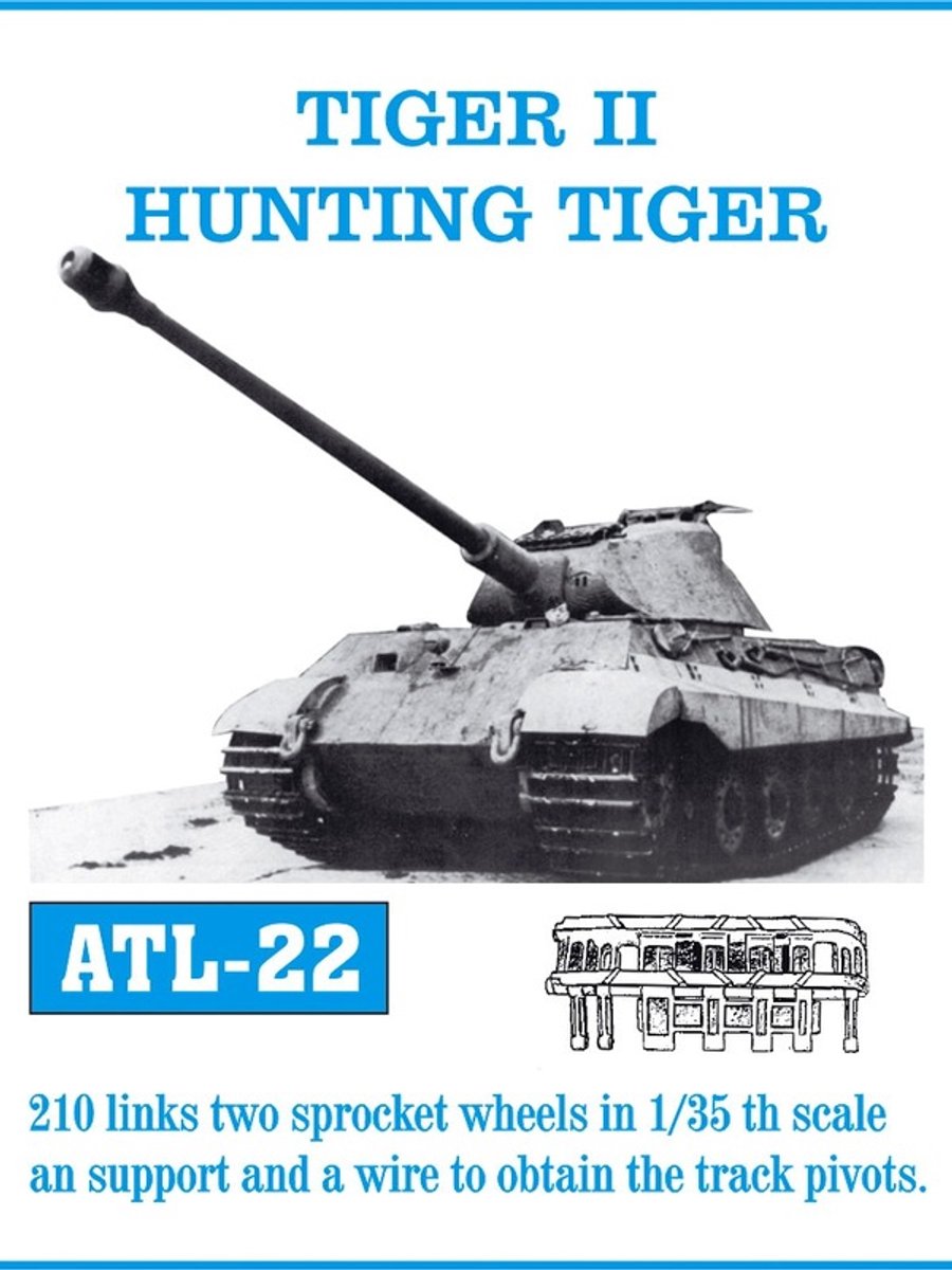Friul ATL-22 Tiger II / Hunting Tiger - Metalen Rupsbanden 1:35 – Witmetaal Track Set – Volledig Zelf Te Monteren