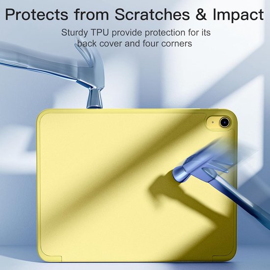 Casemania Stylus en Hoes Geschikt voor Apple iPad 2025 (A16) - Geel - Universeel Stylus Pen - Smart Cover met Pencil Slot Uitsparing — afbeelding 4