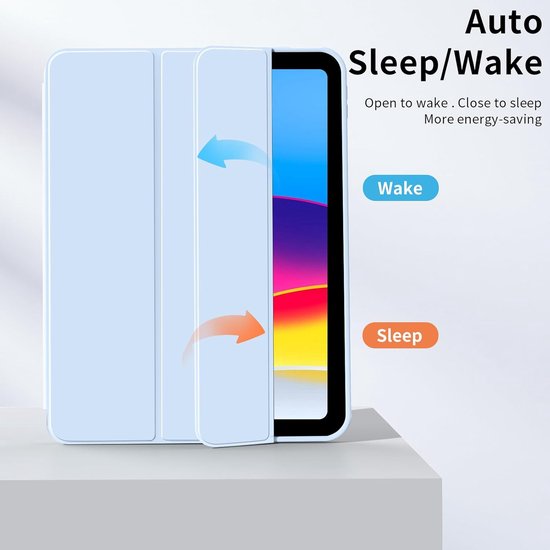 Casemania Stylus en Hoes Geschikt voor Apple iPad 2025 (A16) - Licht Blauw - Universeel Stylus Pen - Smart Cover met Pencil Slot Uitsparing van Casemania — afbeelding 3