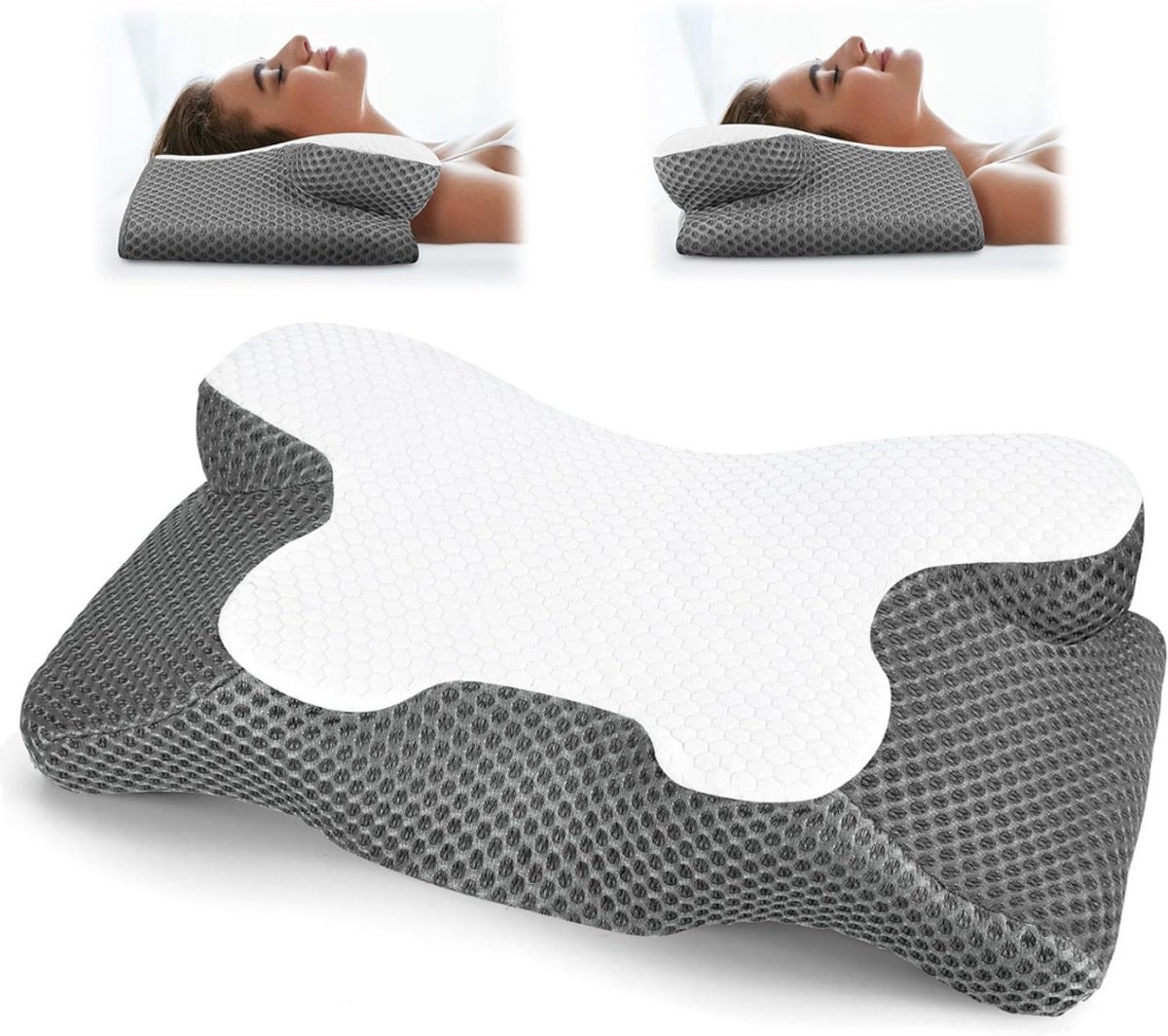 MIRA® Hoofdkussen Nekklachten - Hoofdkussen Zijslaper - Hoofdkussen - Grijs- 36cm x 17cm x 15cm