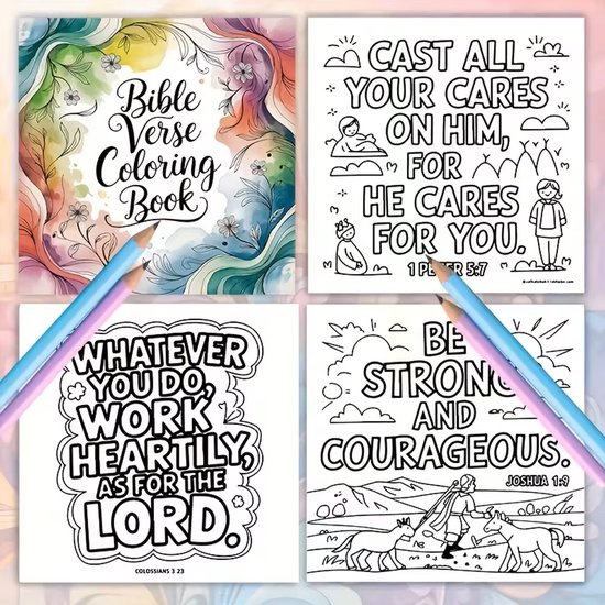 Livre de Coloriage pour Adultes avec Versets Bibliques - 24 Pages - Coloriage Chrétien pour Détente & Pleine Conscience - Textes Bibliques Inspirants - Loisir Créatif contre le Stress - Idée Cadeau pour Femmes & Hommes