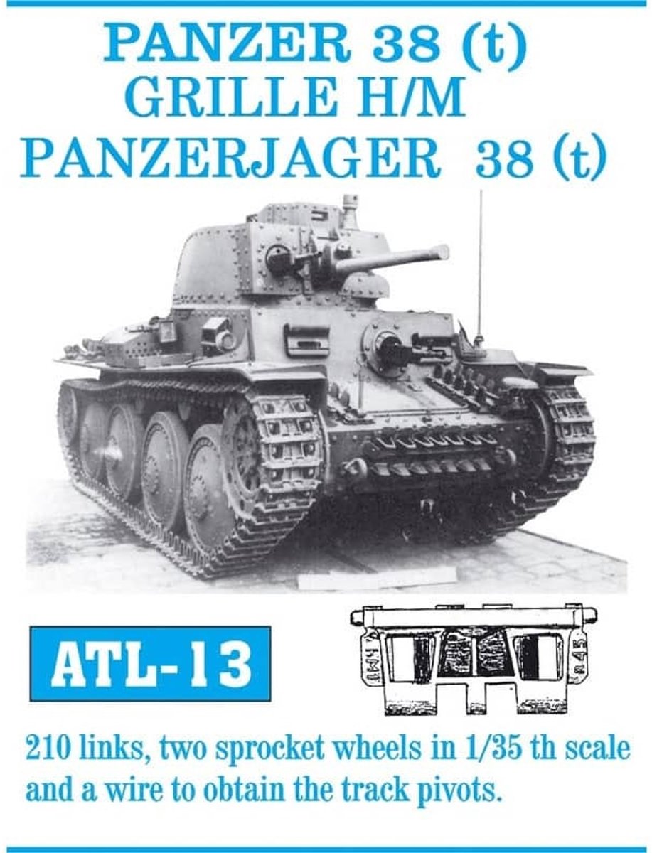 Friulmodel ATL-013 Grille H/M Panzerjager 38(t) - Metalen Rupsbanden 1:35 – Volledig Zelf Te Monteren
