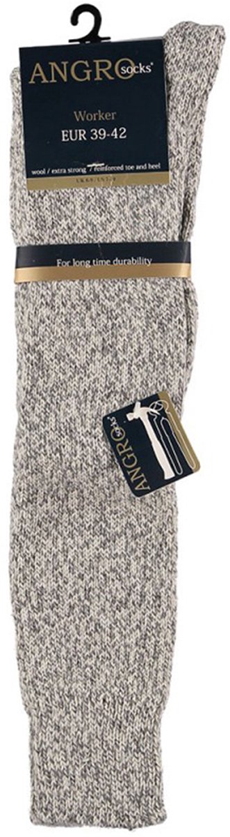 Angro - 2-Pack - Stevige Noorse Kniekousen - Merino Wol - Meraklon - Heren / Dames - grijs - 39-42 - 125008000