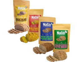 Nativ - Ontdekpakket - Vezelrijke Koolhydraatarme Broodmixen - 4 stuks - Maisvrij - Zonder rijstmeel