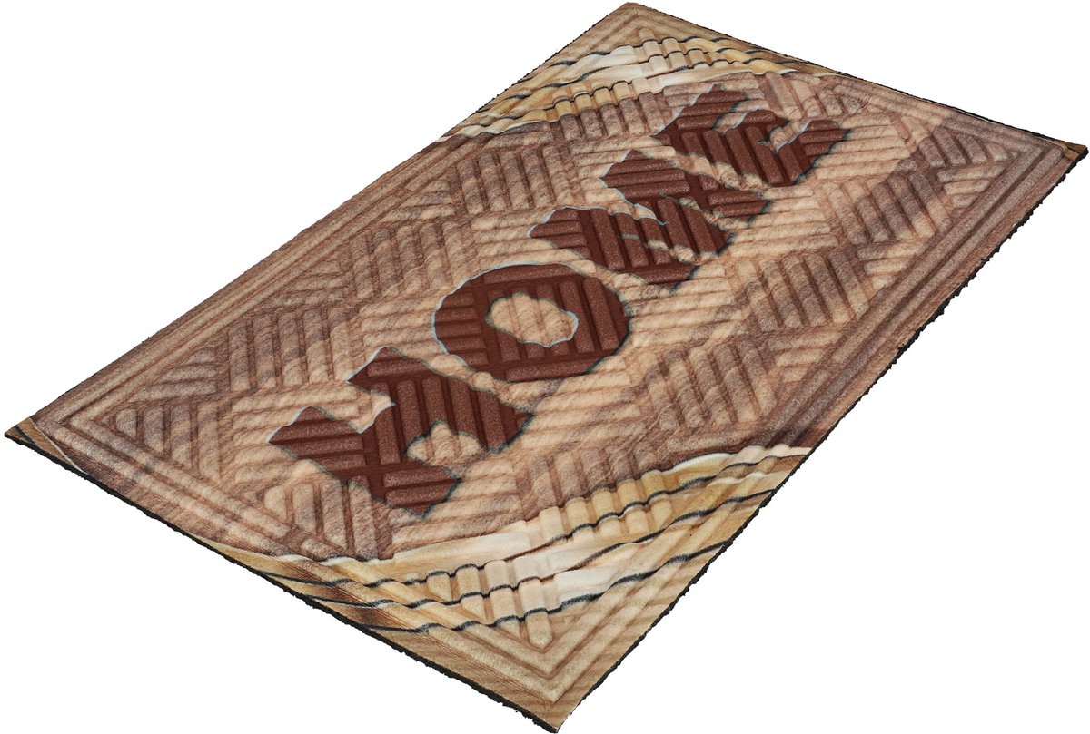 KOTARBAU Droogloopmat, Deurmat Binnen, Rubber Polypropyleen, 45 x 75 cm, Schoonloopmat, Inloopmat, Vuilvanger, Vuilvangmat, Entreemat, Rechthoekig- Antislip, met Opdruk Home Bruin