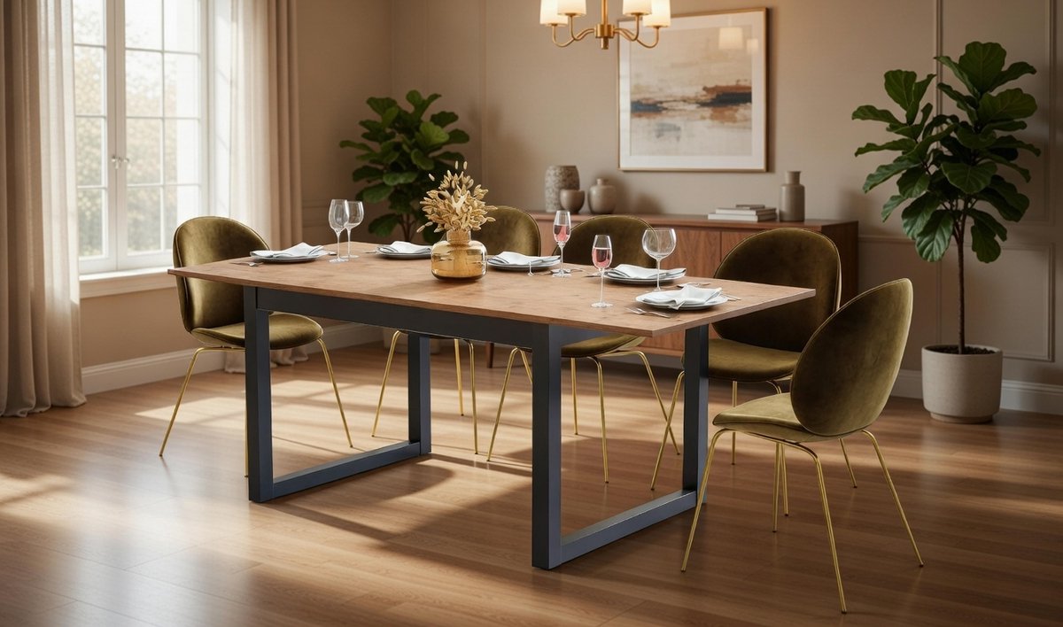 Luxe Uittrekbare Eettafel 160-200 cm - Tafelblad Antraciet Wild Eiken - Industriële Vintage Keukentafel - Stijlvolle Eetkamer Tafel 160 x 75 x 90 cm Casa Serena