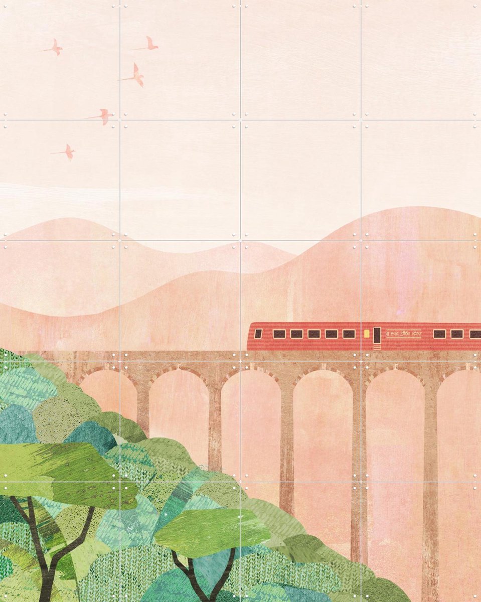 IXXI Nine Arch Bridge, Henry Rivers - 80 x 100 cm - Gratis ophangtool - Grote wanddecoratie en posters - Illustraties, Bergen
