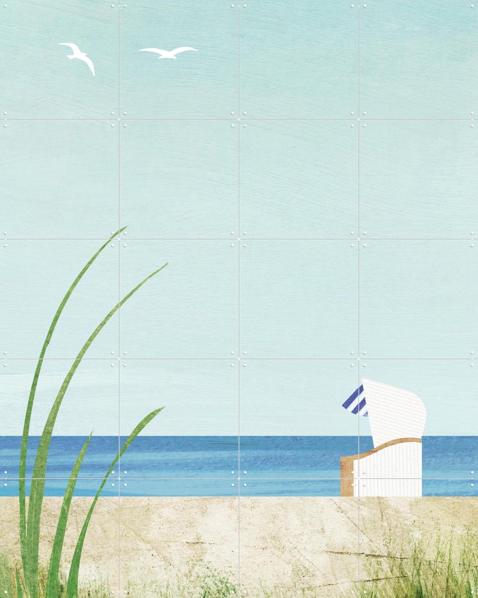 IXXI Beach Chair, Henry Rivers - 80 x 100 cm - Gratis ophangtool - Grote wanddecoratie en posters - Illustraties, Badkamer, Zeelandschappen & Kust