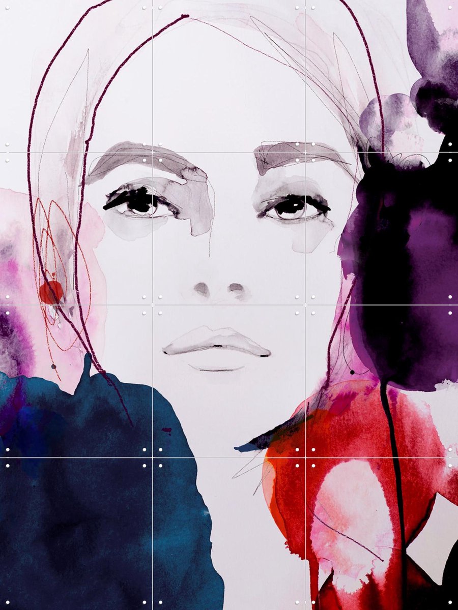 IXXI Rouge Noir, Leigh Viner - 60 x 80 cm - Gratis ophangtool - Grote wanddecoratie en posters - Line art, Kleurrijk, Grafisch Ontwerp, Portretten