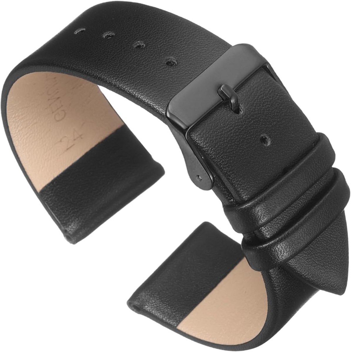 24 mm Lederen Horlogeband Universeel met Zwarte Gesp Vintage Vervangende Band