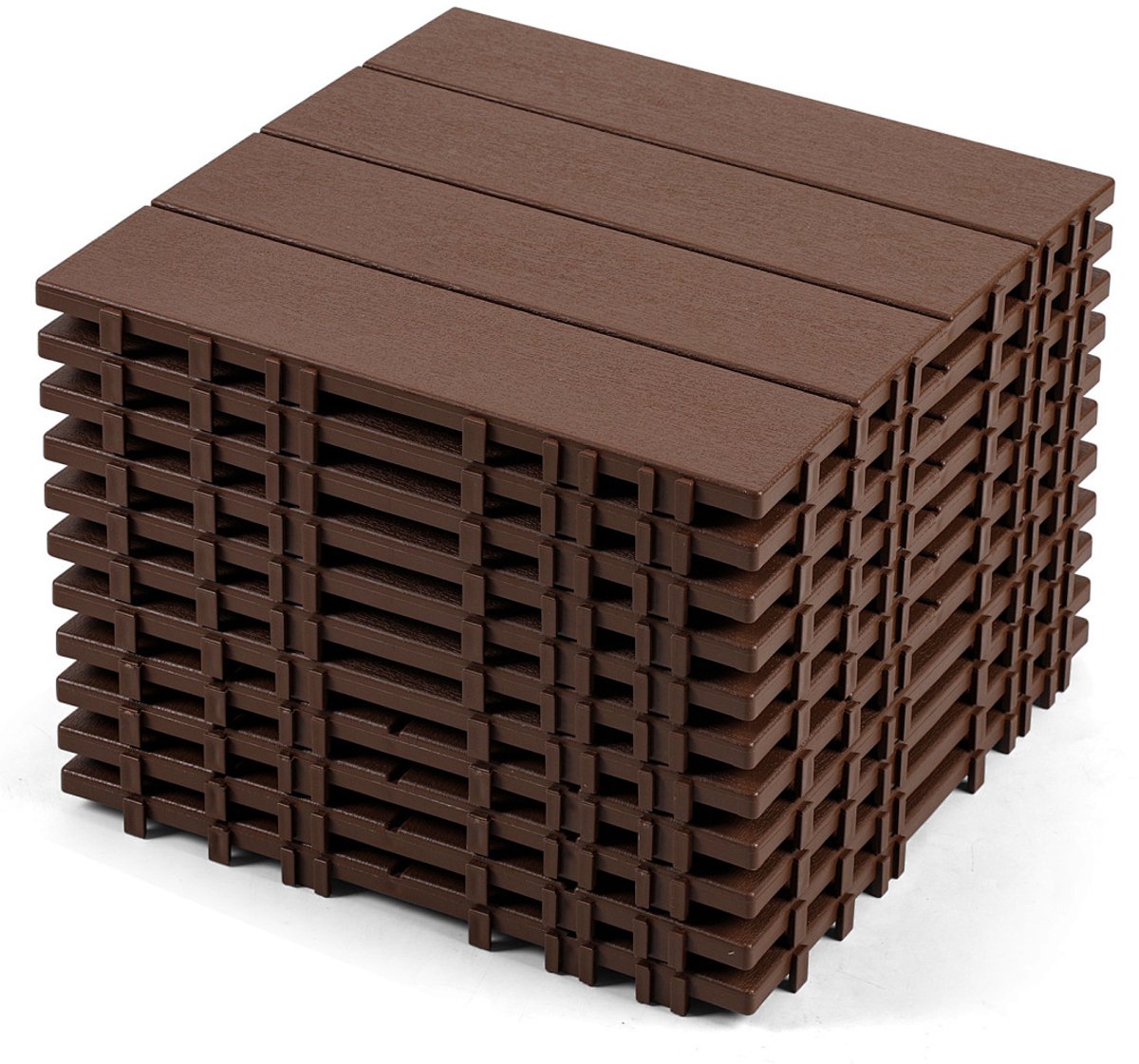 Terrastegels plastic - 66 Stuks 6m² - Makkelijke en Snelle Montage - Tuintegels - 30x30cm - Bruin