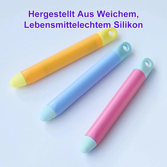 Styluspennen voor kinderen (3-pack) – Siliconenpuntjes, schermbeschermer, geschikt voor iPads, tablets en smartphones (roze/oranje/blauw) — afbeelding 3