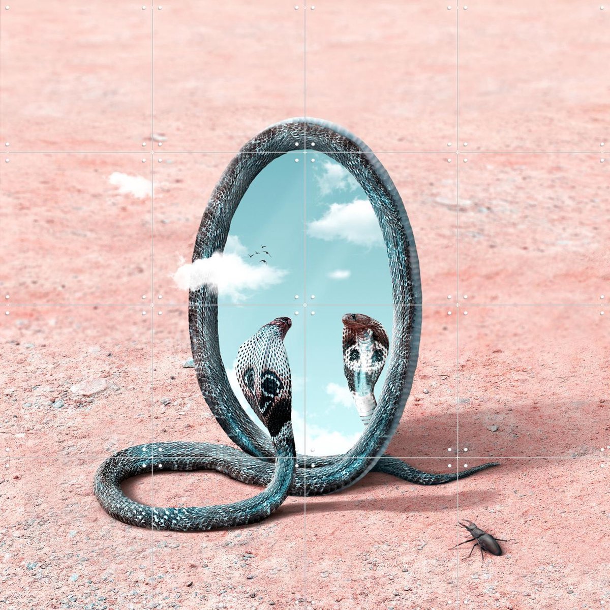 IXXI Spiritual Journey, Julien Tabet - 80 x 80 cm - Gratis ophangtool - Grote wanddecoratie en posters - Speels, Fotografie, Surrealisme, Digitale