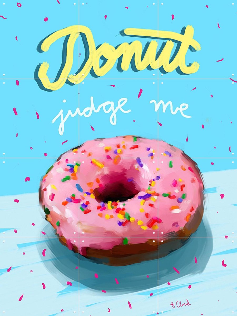 IXXI Donut Judge Me, Pop-art by Tadej - 60 x 80 cm - Gratis ophangtool - Grote wanddecoratie en posters - Illustraties, Typografie, Kleurrijk, Speels