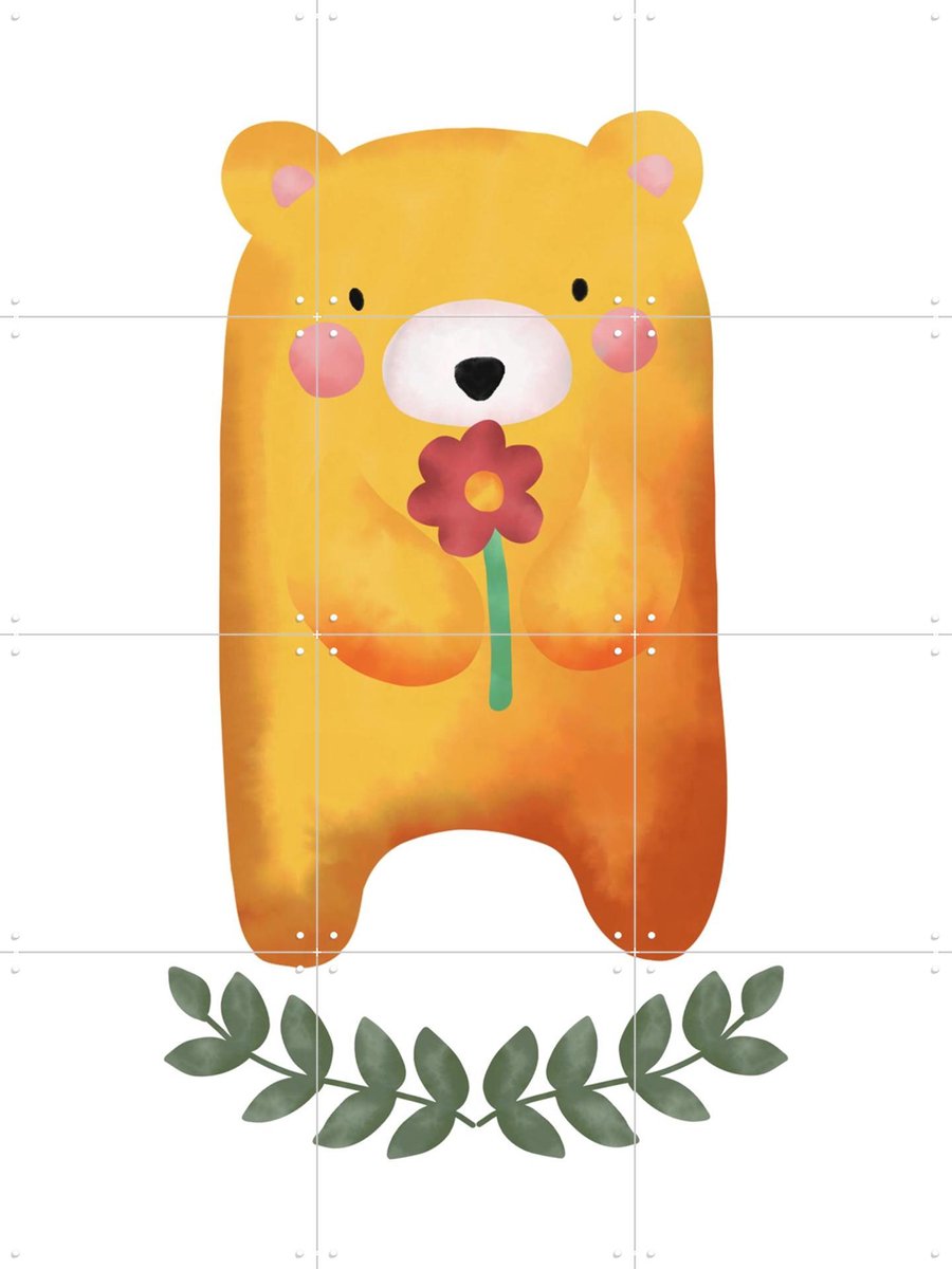 IXXI Little Bear with Blossoms, BAINAI - 60 x 80 cm - Gratis ophangtool - Grote wanddecoratie en posters Babykamer, Kinderkamer, Kinderen