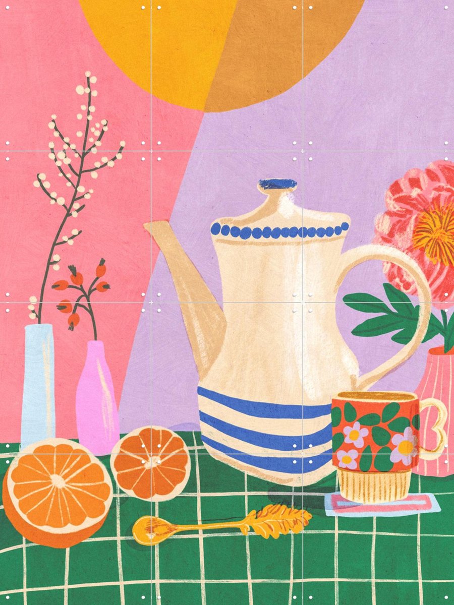 IXXI Sunny still life, Gigi Rosado - 60 x 80 cm - Gratis ophangtool - Grote wanddecoratie en posters - Speels, Kleurrijk, Grafisch Ontwerp