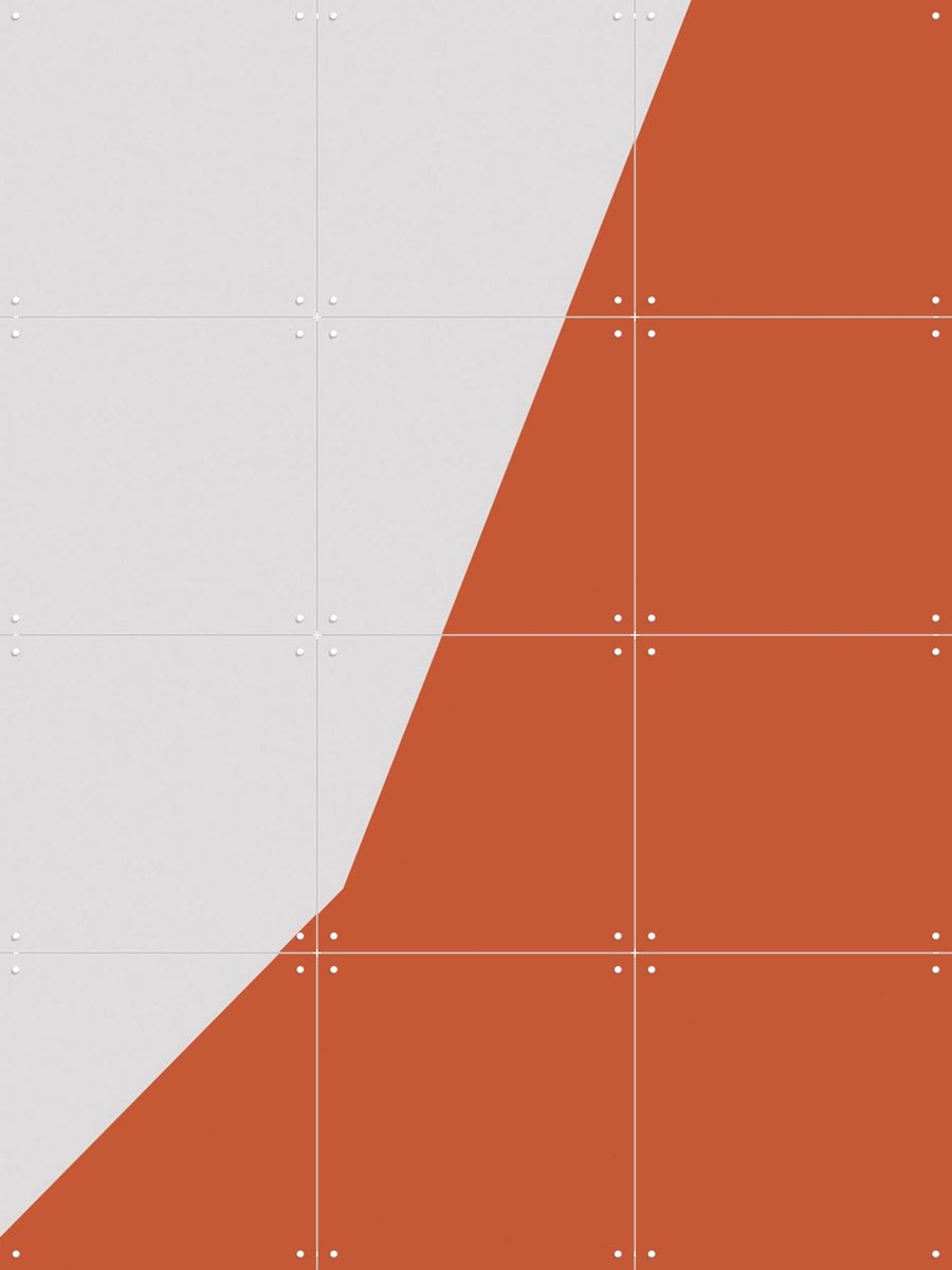 IXXI Color blocking - Orange Grey, Allon Dery - 60 x 80 cm - Gratis ophangtool - Grote wanddecoratie en posters - Grafisch Ontwerp, Minimalisme