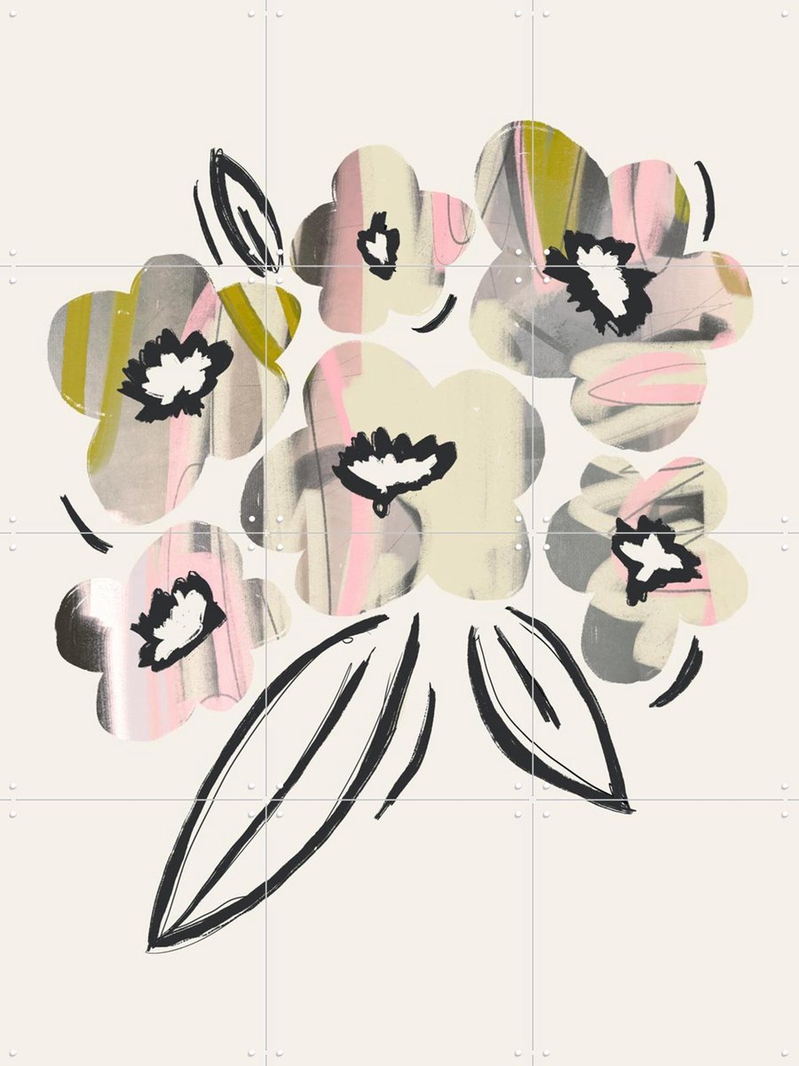 IXXI Flower Bouquet, Bohomadic Studio - 60 x 80 cm - Gratis ophangtool - Grote wanddecoratie en posters - Illustraties, Gemengde Technieken, Speels