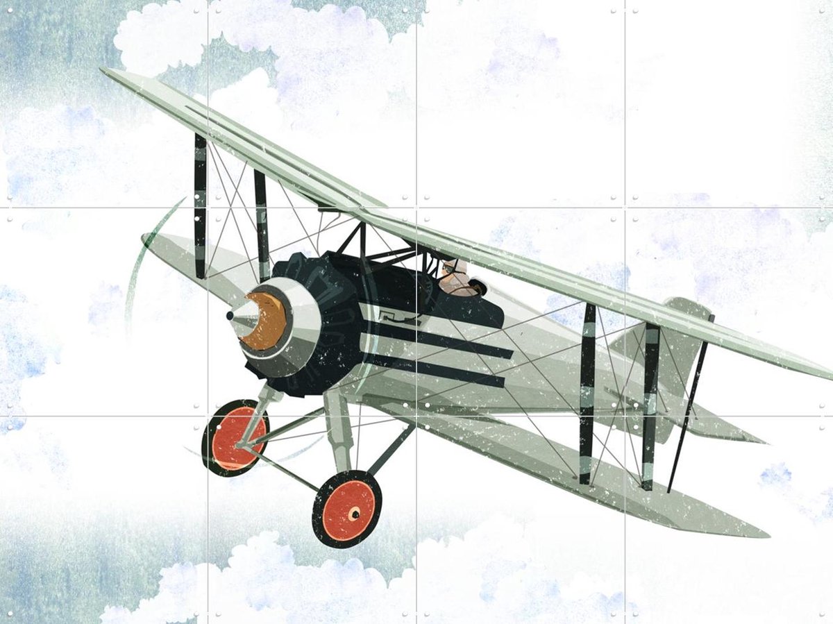 IXXI Aviator, Goed Blauw - 80 x 60 cm - Gratis ophangtool - Grote wanddecoratie en posters - Vintage, Illustraties, Kinderkamer, Woonkamer, Mancave