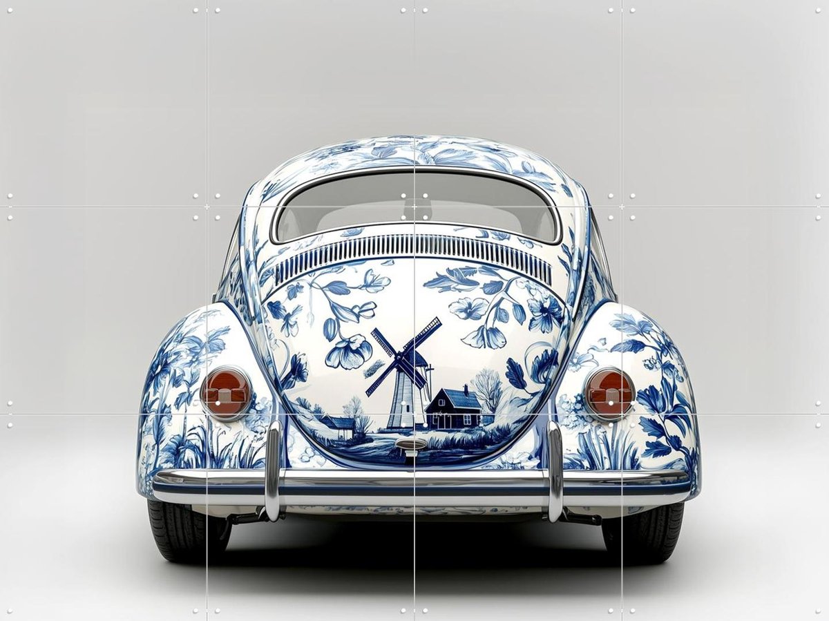 IXXI Delfts Blauwe Kever 2, Margriet Hulsker - 80 x 60 cm - Gratis ophangtool - Grote wanddecoratie en posters - Decoratieve kunsten, Vintage