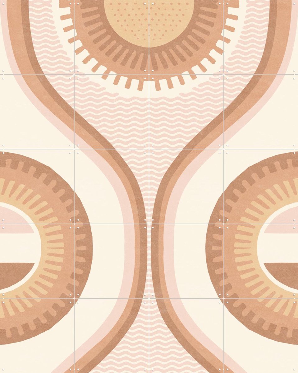 IXXI Groovy Retro Curves, Bloomery Decor - 80 x 100 cm - Gratis ophangtool - Grote wanddecoratie en posters - Vintage,