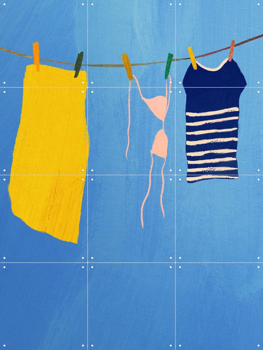 IXXI Laundry, Henry Rivers - 60 x 80 cm - Gratis ophangtool - Grote wanddecoratie en posters - Grafisch Ontwerp, Abstract, Minimalisme, Kleurrijk