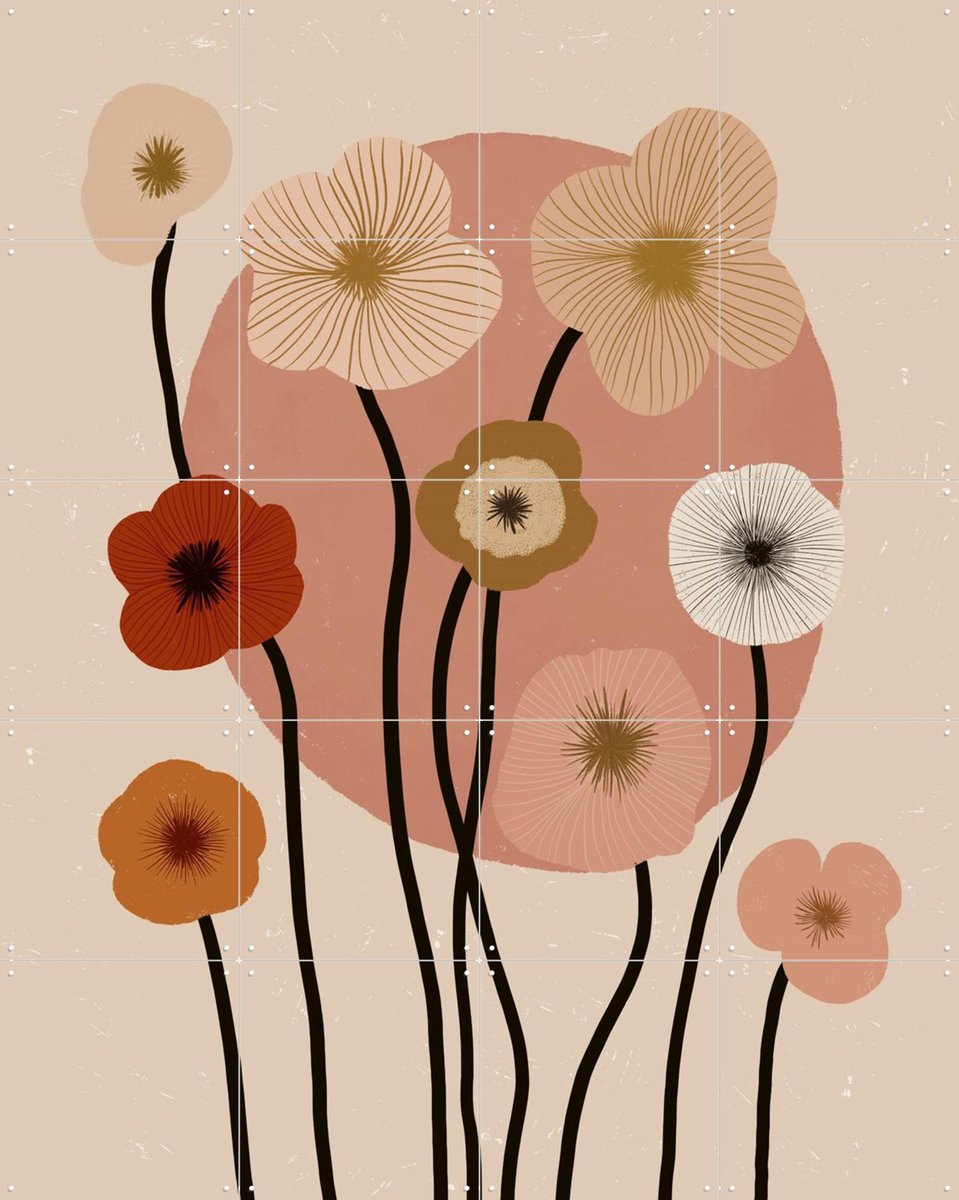 IXXI Japandi Bloom 02, Katarzyna Gąsiorowska & Various - 80 x 100 cm - Gratis ophangtool - Grote wanddecoratie en posters - Illustraties, Grafisch