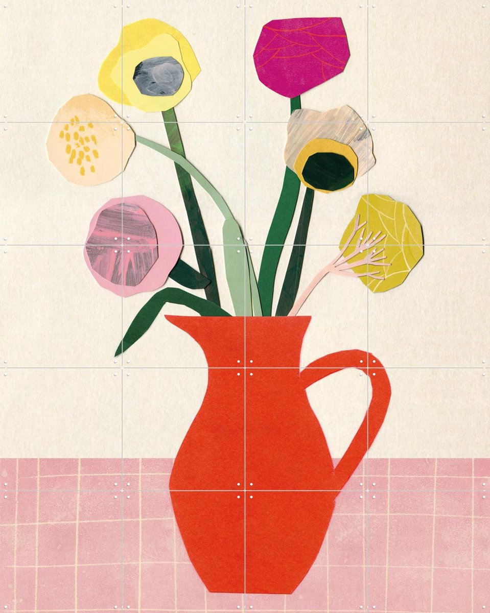 IXXI Flowers 2, Signorinah - 80 x 100 cm - Gratis ophangtool - Grote wanddecoratie en posters - Decoratieve kunsten, Kleurrijk, Speels, Collage