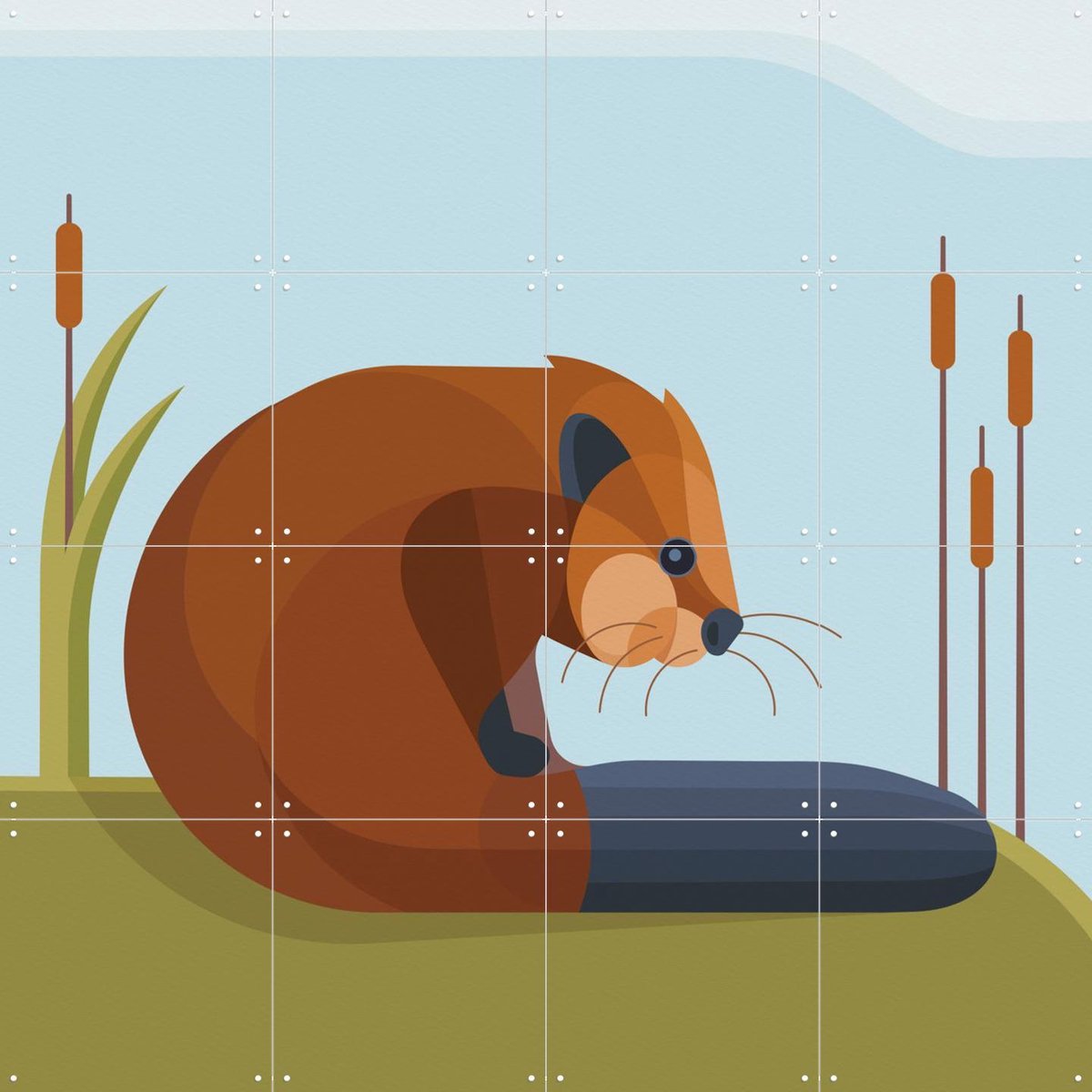 IXXI Bever, Elke Uijtewaal - 80 x 80 cm - Gratis ophangtool - Grote wanddecoratie en posters - Speels, Geometrische Kunst, Grafisch Ontwerp