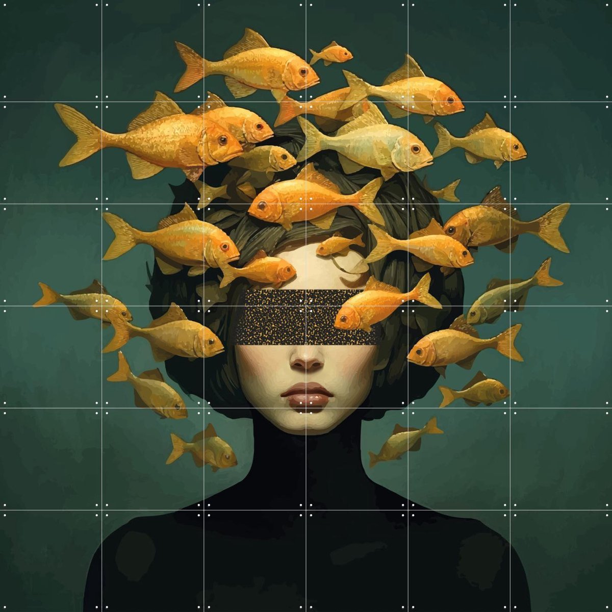IXXI Relax Mode On, Mirjam Duizendstra - 120 x 120 cm - Gratis ophangtool - Grote wanddecoratie en posters - Illustraties, Surrealisme, Digitale