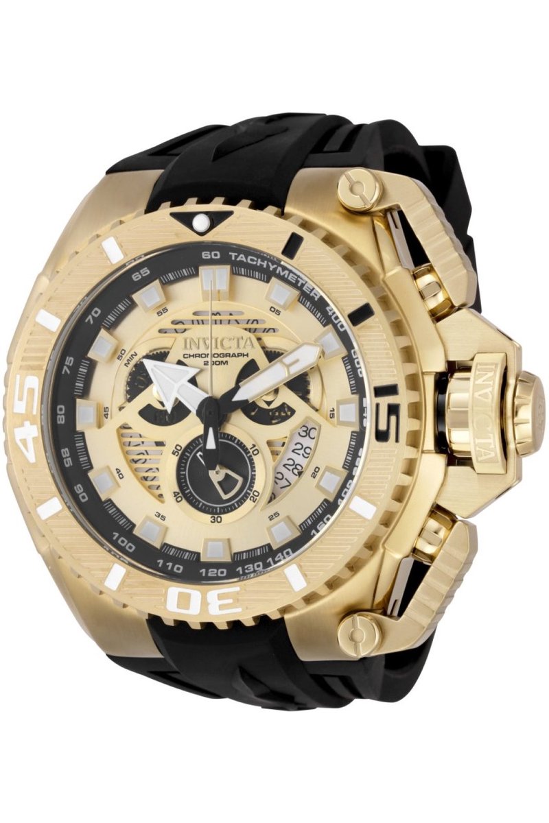 Invicta Sea Hunter 49628 Heren Horloge - Waterdicht - Analoog - Quartz Uurwerk - Roestvrij Staal met gouden Wijzerplaat - 57mm